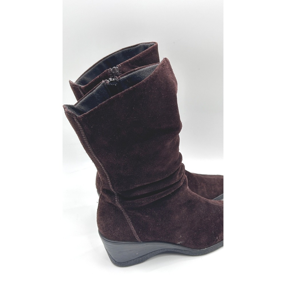 GH Bass Ganelle Brown Suede Wedge Mid Calf Boots Women's Size 8M Heritage Style - Picture 5 of 10
